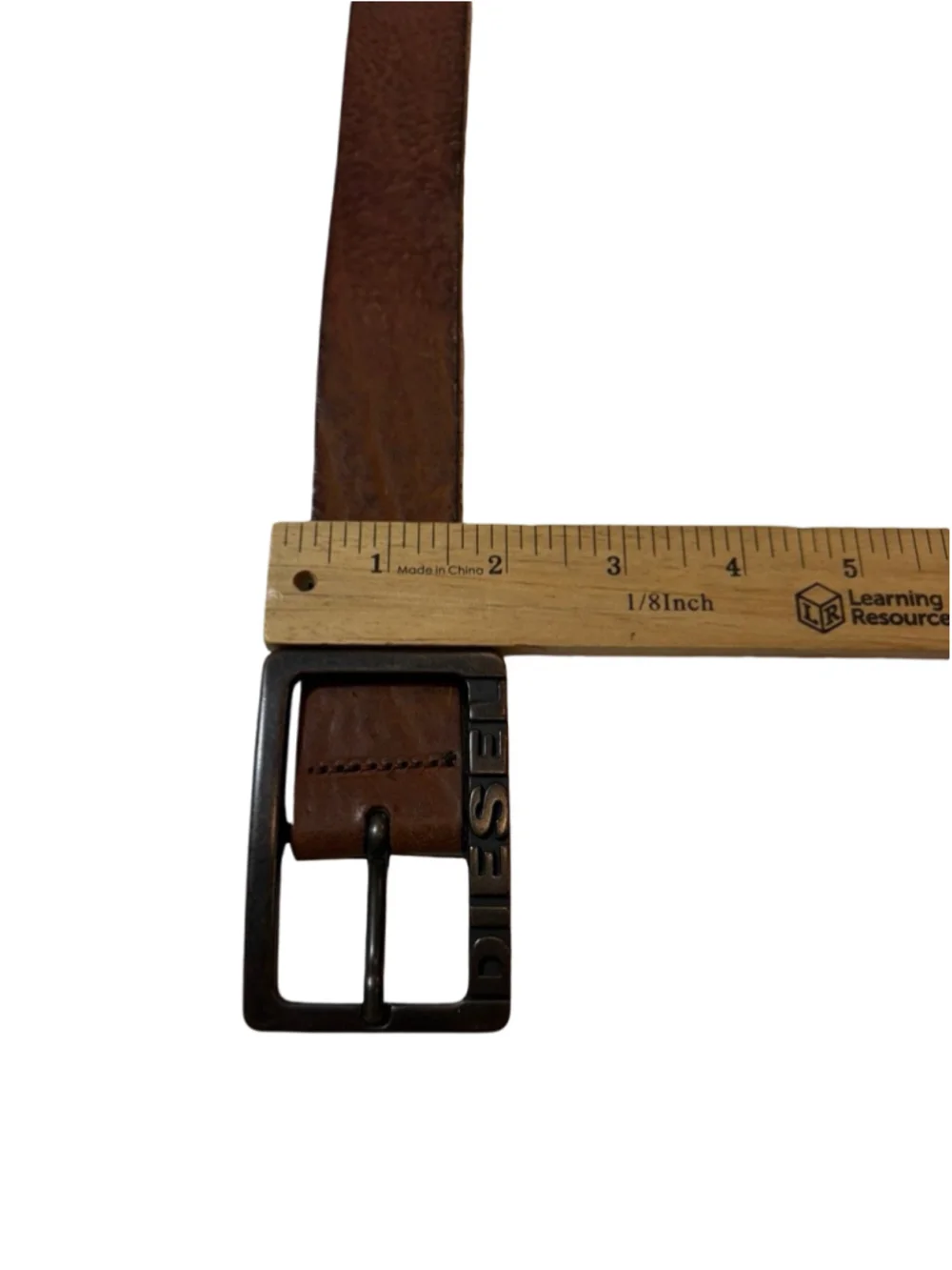 Diesel Made in Italy Brown Leather Belt Size 38 95cm Y2K Moto Punk Grunge